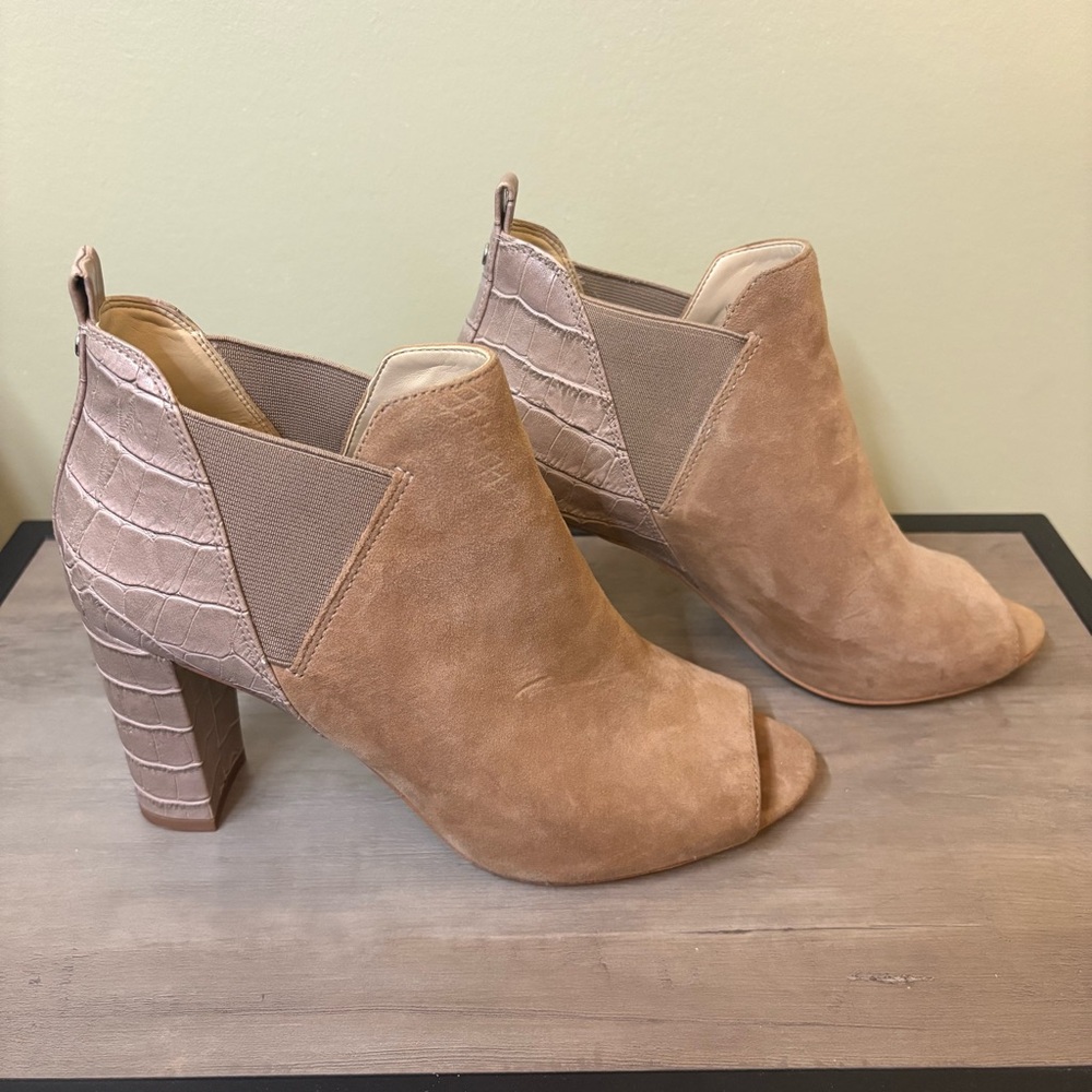 Marc Fisher Sayla Women Tan Peep Toe Bootie